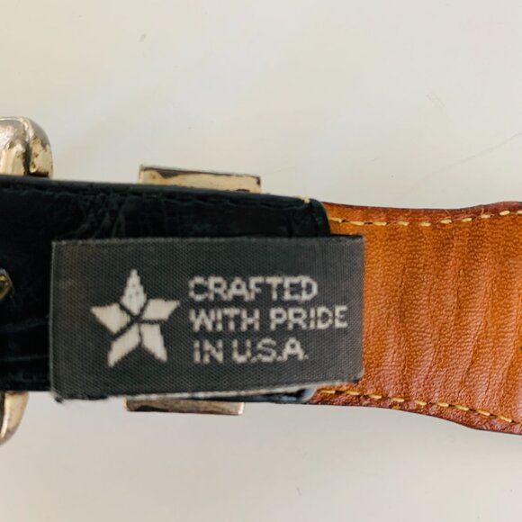 UNISEX BELT ONYX by BRIGHTON BLACK LEATHER STITCHED TWO SIDES Waist 36 - Picture 3 of 9